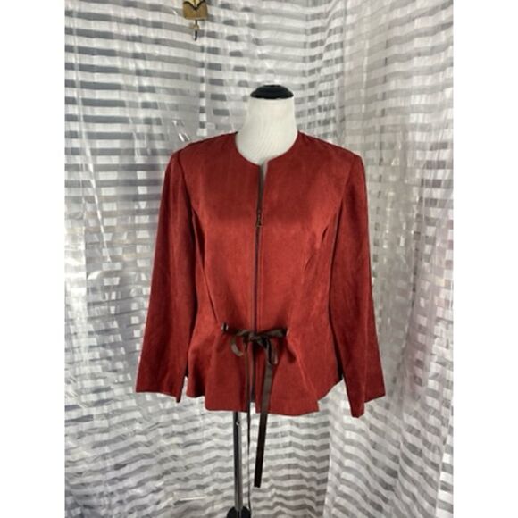 Kim Rogers Rust Color Faux Suede Zip Up Jacket - Picture 1 of 6